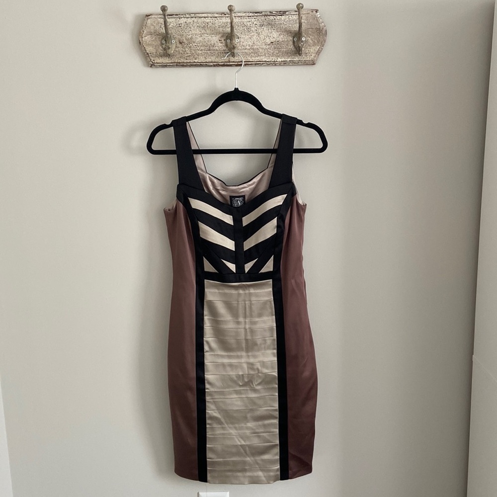 Cocktail Dress - Black & Taupe, Size 8